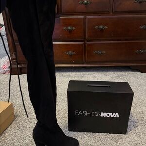 Fashion Nova Over the Knee Black Boots